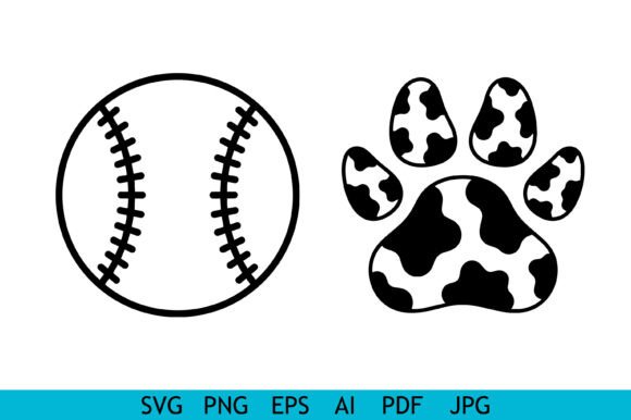 Baseball and Paw Icon Set