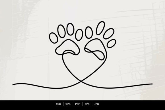 Continuous Line Paw Prints Heart Shape Review