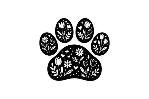 Floral Paw Print Silhouette Review for Embroidery Projects