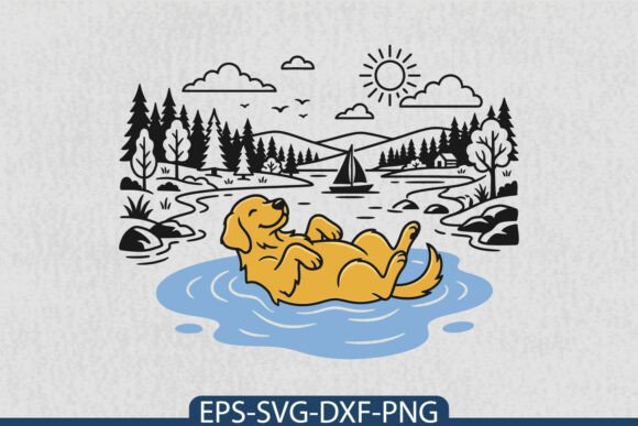 Funny Lake Dog SVG Summer Adventure