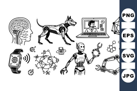 Futuristic Robot Tech Clipart Set Review