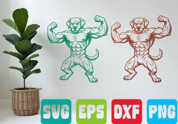 Muscle Dog SVG Strong Animal Cartoon Review