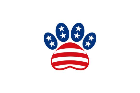 Patriotic Paw Print American Flag Embroidery Design