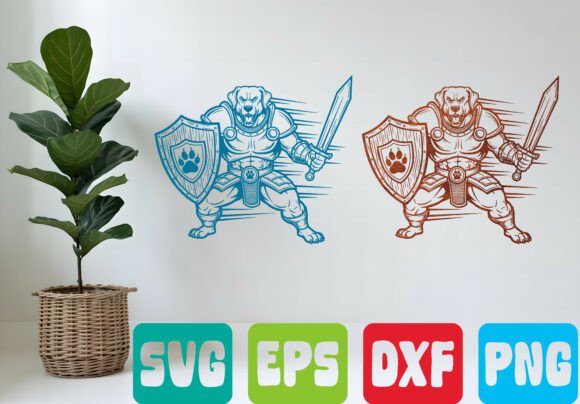Warrior Dog SVG Sword Shield Design Review